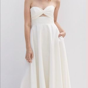Watters Strapless Cut Out Gown with Pockets